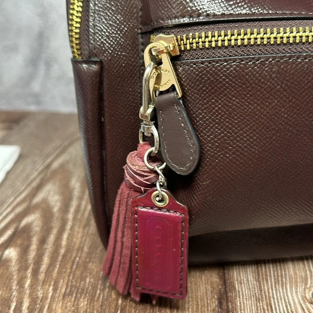 COACH MINI CHARLIE BURGUNDY LEATHER BACKPACK NWOT & coach tag​​​ - Picture 11 of 11